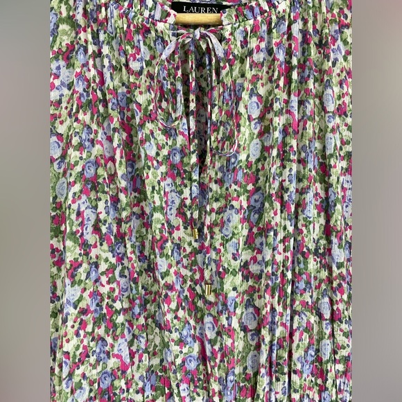 NWT Lauren Ralph Lauren Women's Size 22W Multicolor Floral Crinkled Cotton Dress - Picture 11 of 14